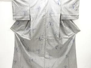 アンティーク　蝶模様織り出し手織り紬着物